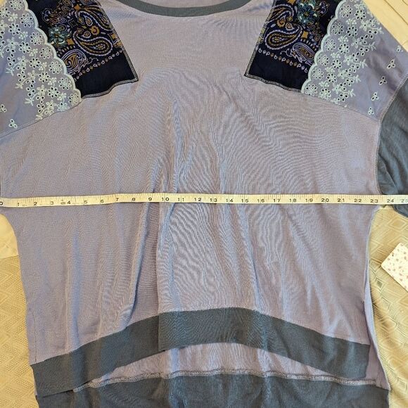 𝅺free people feeling it cornflower combo lightweight patchwork top sz m nwt - Picture 6 of 6